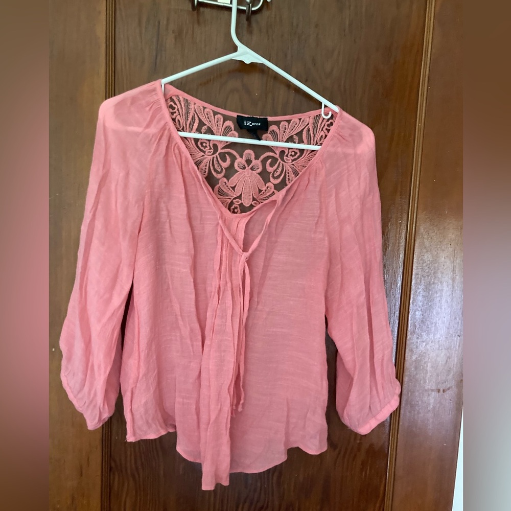 Pink Lace Peasant Blouse/Top - Gauzy Boho Shirt 💖💖💖